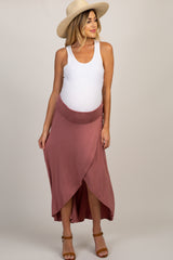 Mauve Foldover Hi-Low Maternity Wrap Skirt