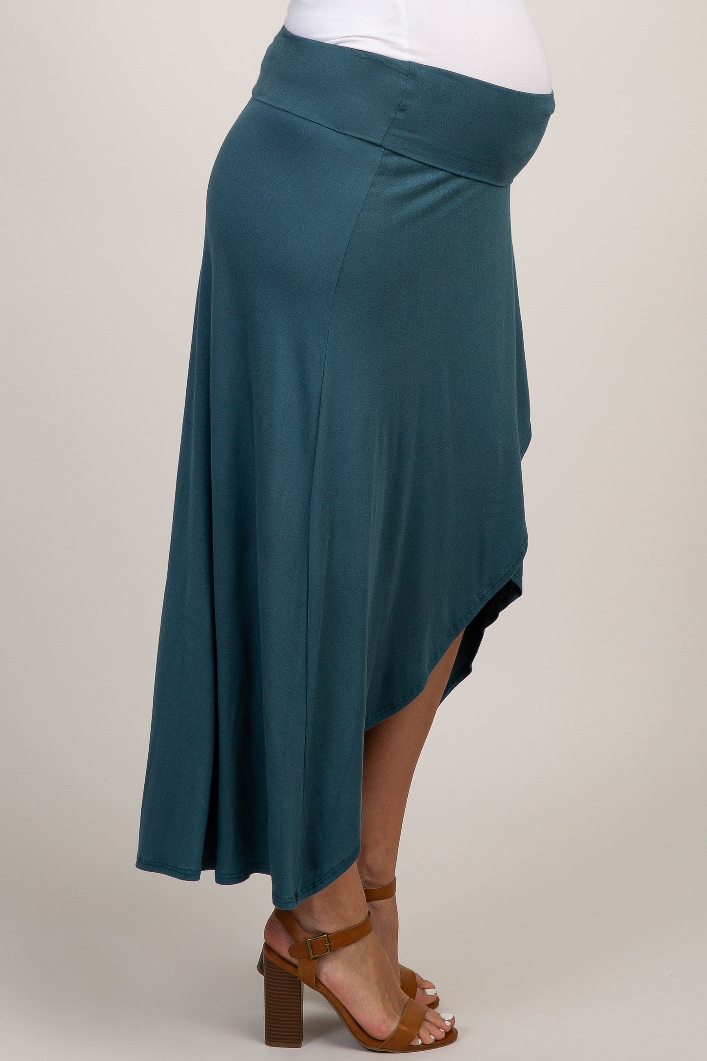 Teal Foldover Hi-Low Maternity Wrap Skirt– PinkBlush