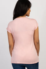 Pink Layered Wrap Front Maternity/Nursing Top