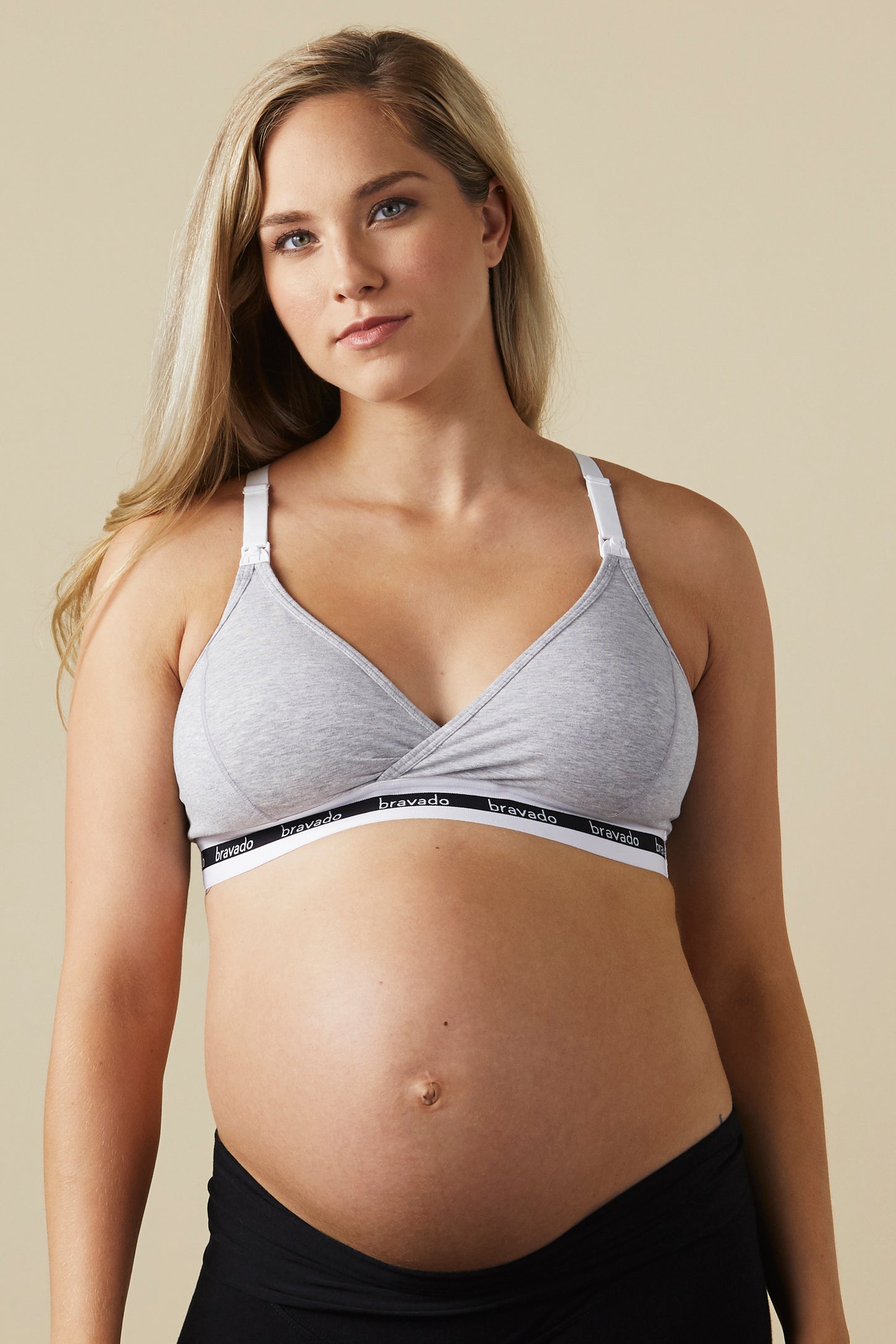 MEV Cross-Front Luxe Maternity-Nursing Bra - Heather Grey