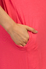 Coral Solid Side Slit Dolman Maternity Maxi Dress