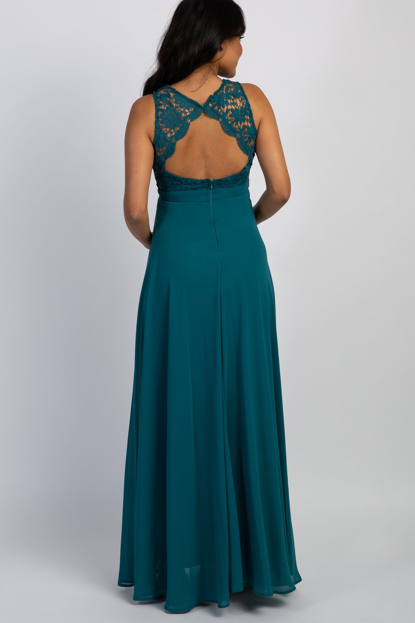 Teal Green Crochet Sweetheart Maternity Evening Gown– PinkBlush