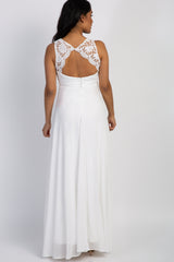 Ivory Crochet Sweetheart Maternity Evening Gown