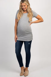PinkBlush Navy Blue Distressed Maternity Jeans