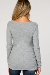 PinkBlush Heather Grey Ribbed Knit Ruched Maternity Top
