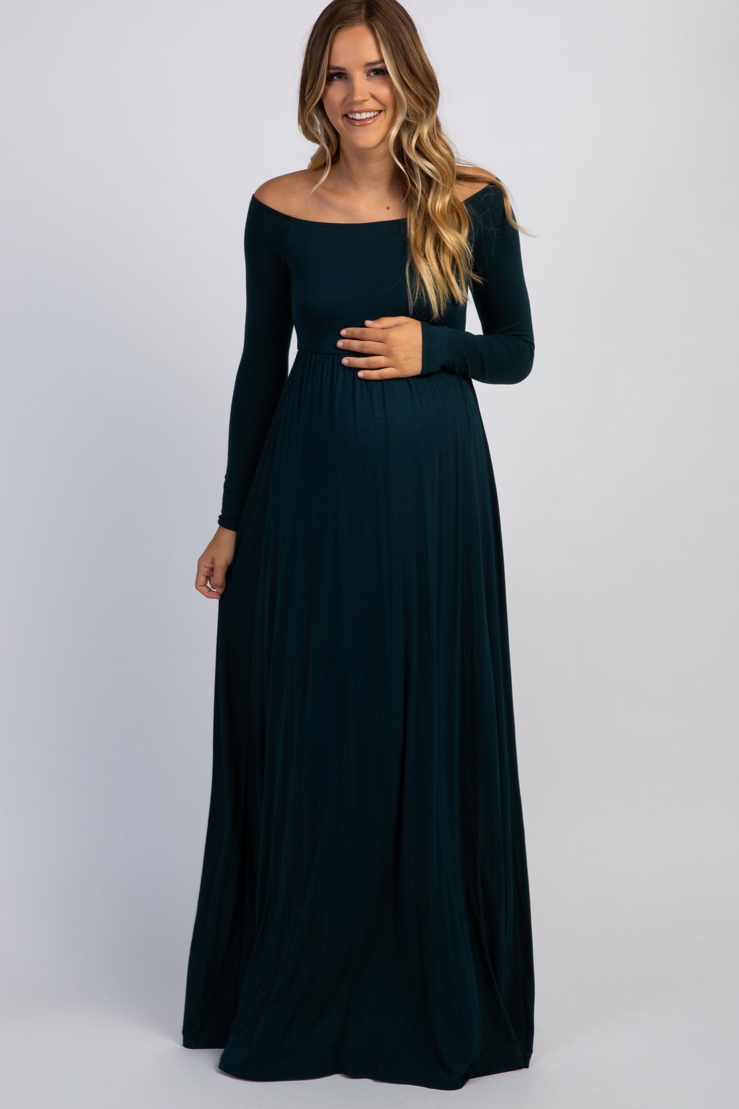 Green Ditsy Floral Ruffle Accent Maternity Maxi Dress– PinkBlush