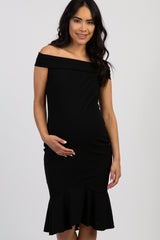 Black Off Shoulder Mermaid Maternity Fitted Dress