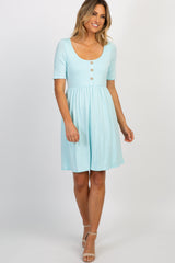 PinkBlush Mint Green Solid Button Front Maternity Dress