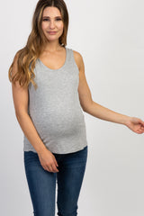 Heather Grey Sleeveless Maternity/Nursing Top