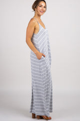 Heather Grey Striped Cami Maxi Dress