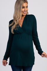 PinkBlush Hunter Green Long Sleeve Maternity/Nursing Top