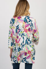Multi-Color Floral 3/4 Bell Sleeve Maternity Cover Up