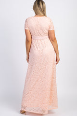 PinkBlush Light Pink Lace Sash Tie Maternity Gown