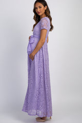 Lavender Lace Sash Tie Maternity Gown