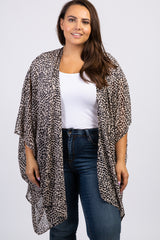 Mocha Leopard Print Chiffon Plus Maternity Cover Up