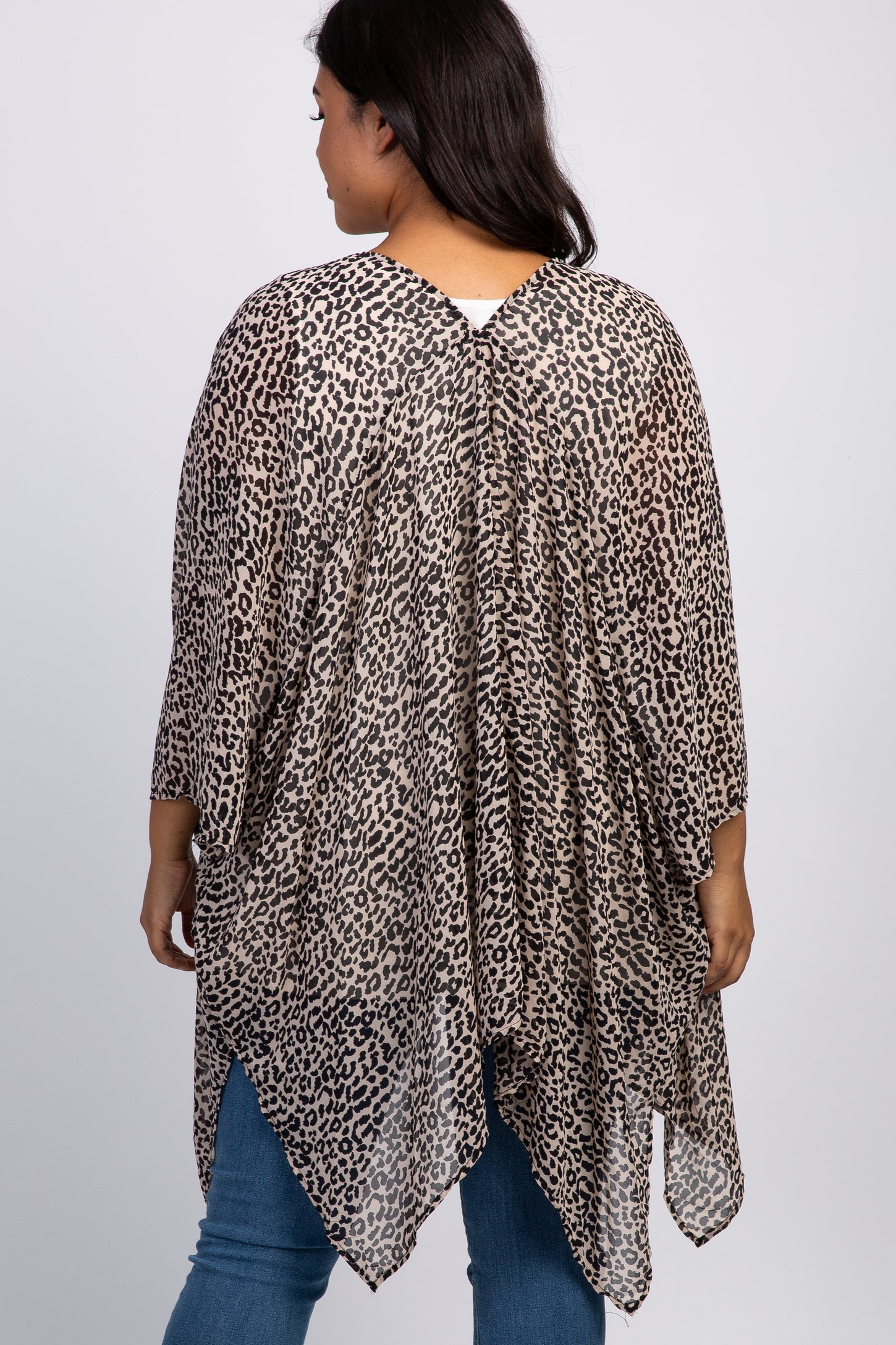 Mocha Leopard Print Chiffon Plus Maternity Cover Up