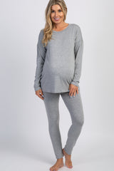PinkBlush Grey Basic Long Sleeve Maternity Pajama Set