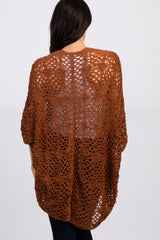 Rust Oversized Crochet Lace Cardigan