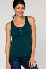 PinkBlush Forest Green Button Accent Tank Top