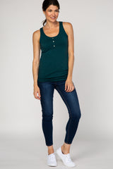 PinkBlush Forest Green Button Accent Tank Top