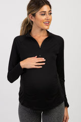 PinkBlush Black Long Sleeve Ruched Maternity Active Top