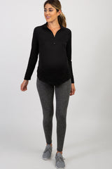 PinkBlush Black Long Sleeve Ruched Maternity Active Top