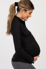 PinkBlush Black Long Sleeve Ruched Maternity Active Top
