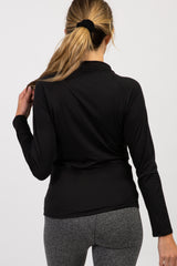 PinkBlush Black Long Sleeve Ruched Maternity Active Top