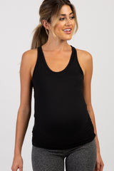 PinkBlush Black Crisscross Back Fitted Maternity Active Top