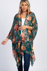 PinkBlush Green Floral Chiffon Draped Front Maternity Cover Up