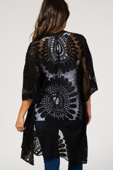 Black Lace Mesh 3/4 Sleeve Maternity Cover Up