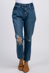 Blue Distressed High Rise Jeans