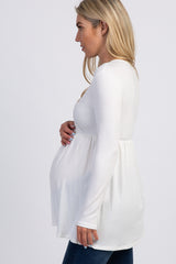 PinkBlush Ivory Long Sleeve Wrap Front Maternity Nursing Top
