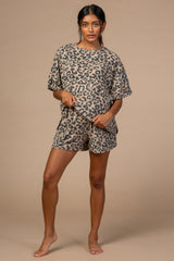 PinkBlush Camel Leopard Short Maternity Pajama Set