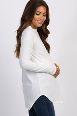 Ivory Long Sleeve Ribbed Maternity Top