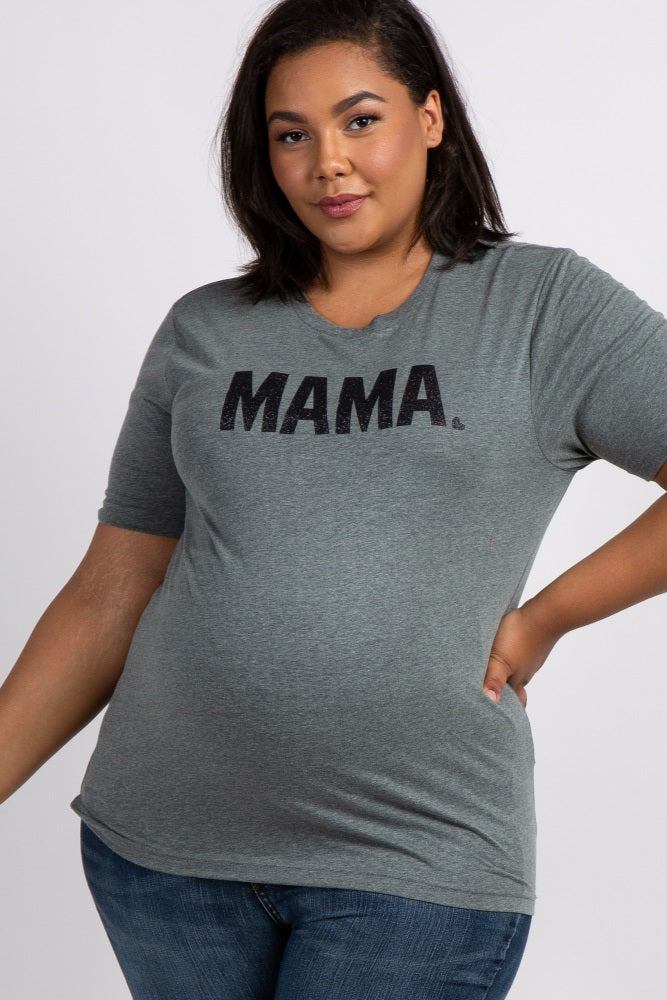Grey Mama Glitter Graphic Plus Maternity Top