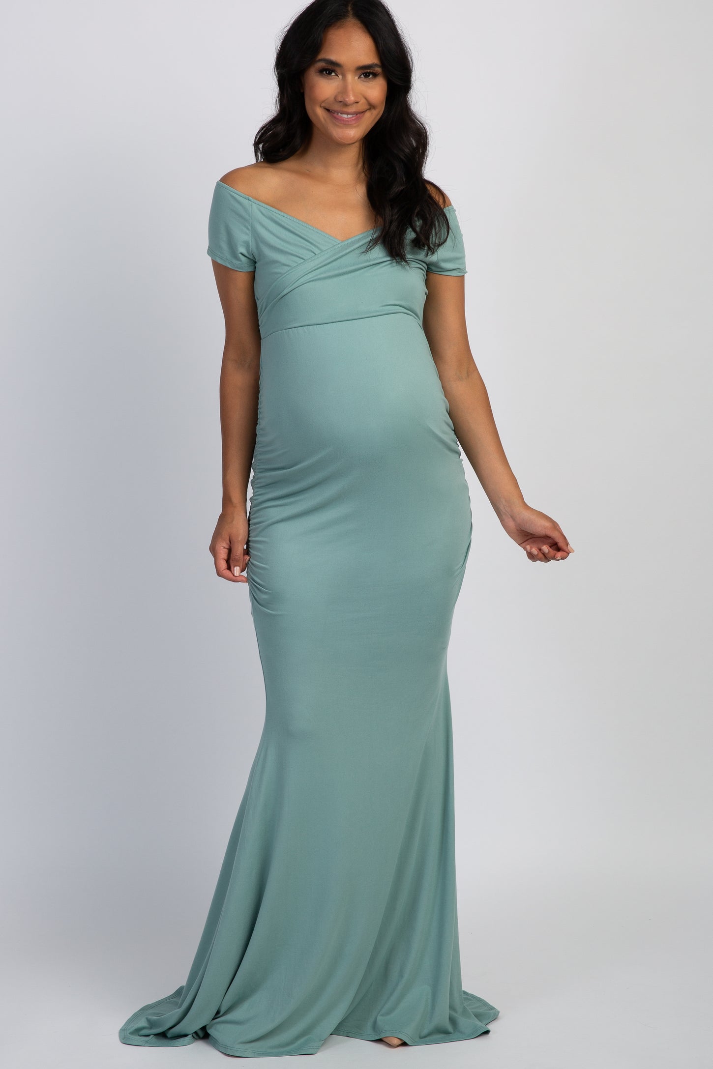 PinkBlush Mint Off Shoulder Wrap Maternity Photoshoot Gown/Dress PinkBlush Mint Off Shoulder Wrap Maternity Photoshoot Gown/Dress