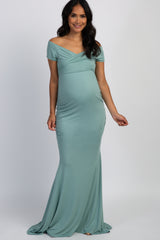 PinkBlush Mint Off Shoulder Wrap Maternity Photoshoot Gown/Dress