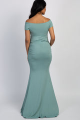 PinkBlush Mint Off Shoulder Wrap Maternity Photoshoot Gown/Dress