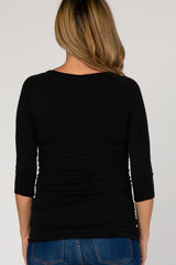 PinkBlush Black Basic Ruched Fitted Maternity Top