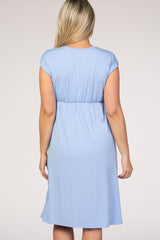 PinkBlush Light Blue Draped Maternity/Nursing Dress