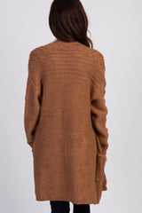 Camel Knit Long Sleeve Cardigan