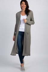Olive Ribbed Duster Cardigan