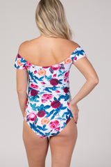 PinkBlush Ivory Floral Off Shoulder Maternity One-Piece Swimsuit