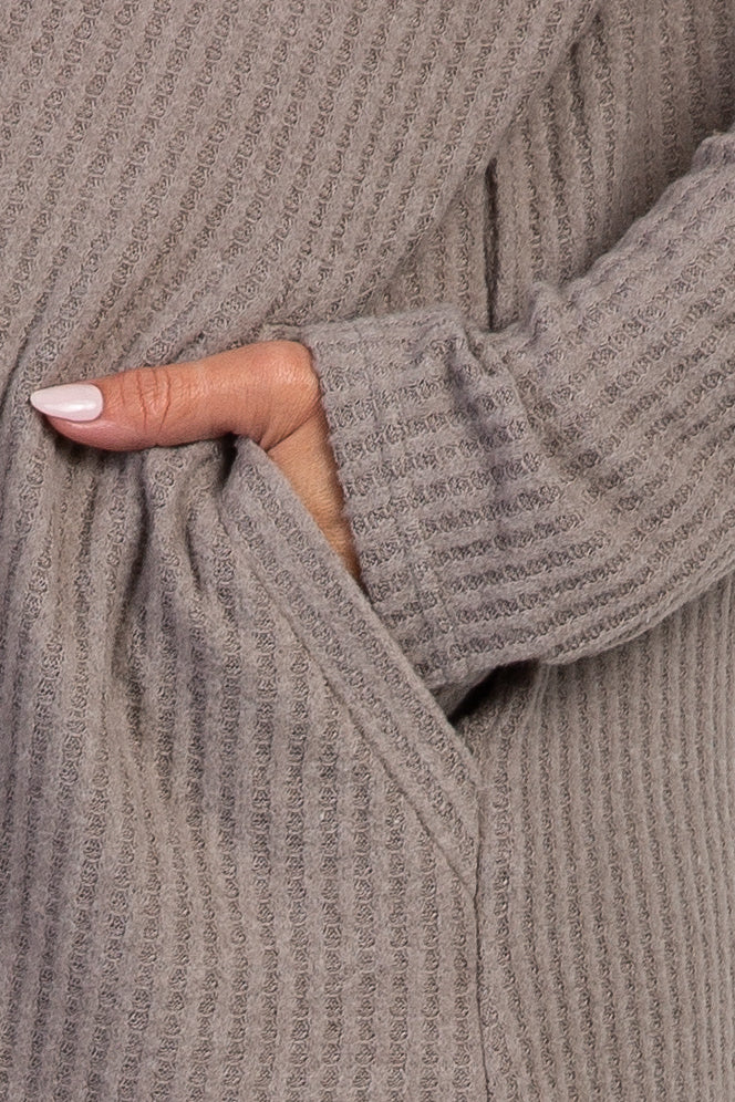 Mocha Half Zipper Knit Maternity Sweater