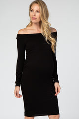 Black Long Sleeve Off Shoulder Maternity Dress
