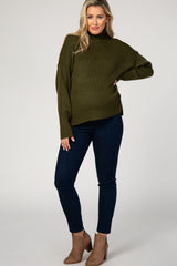 Olive Turtleneck Maternity Sweater