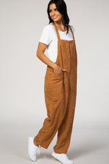 Camel Solid Ribbed Overalls