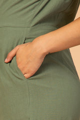 Olive Zipper Front Maternity Jumpsuit