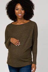 Olive Long Sleeve Waffle Knit Maternity Top